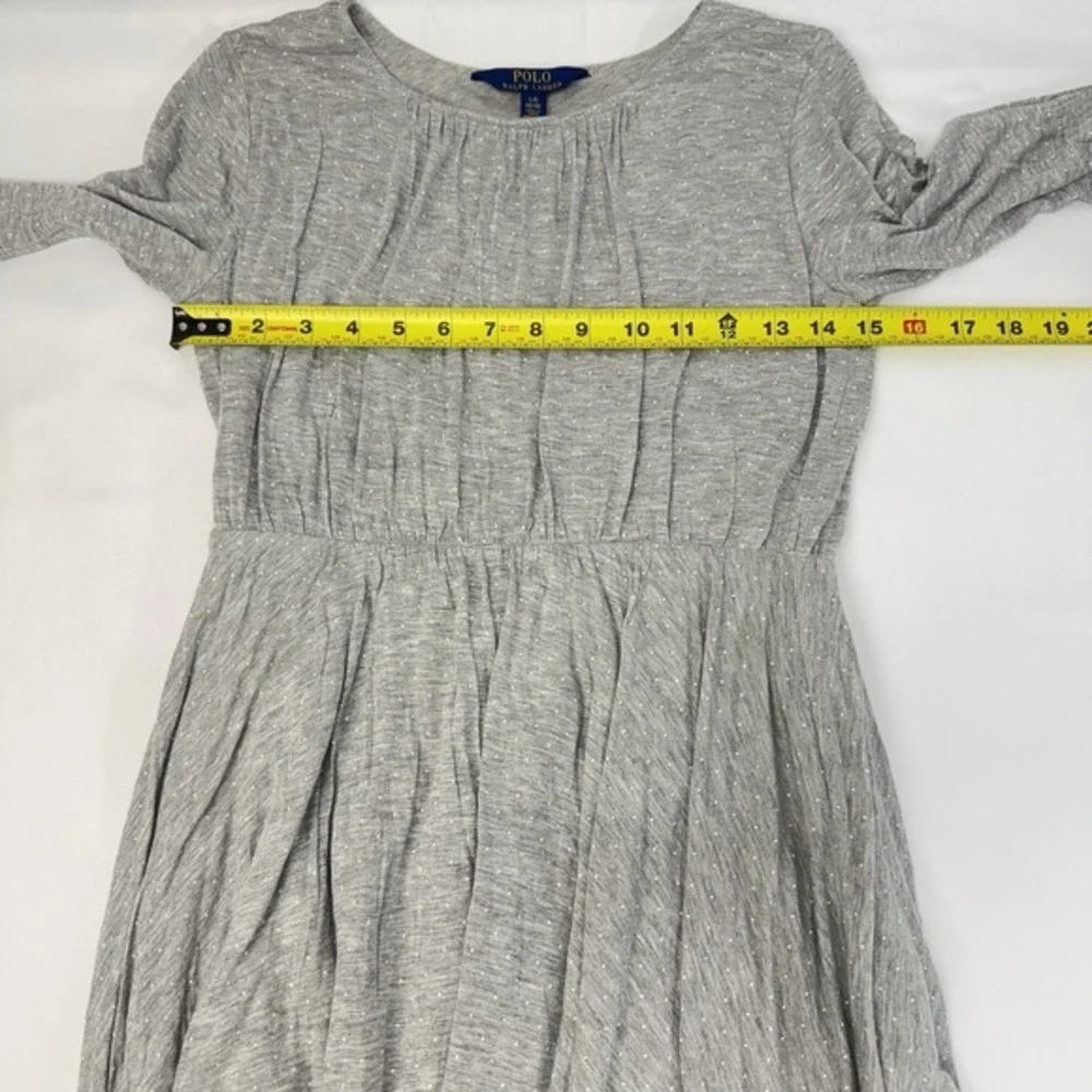 POLO Ralph Lauren Girl's Polka Dot Fit & Flare Dress‎ Grey Preppy Babydoll Large